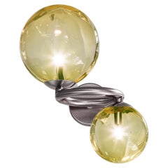Vistosi Sconce Light in Amber Transparent Glass And Matt Black Nickel Frame