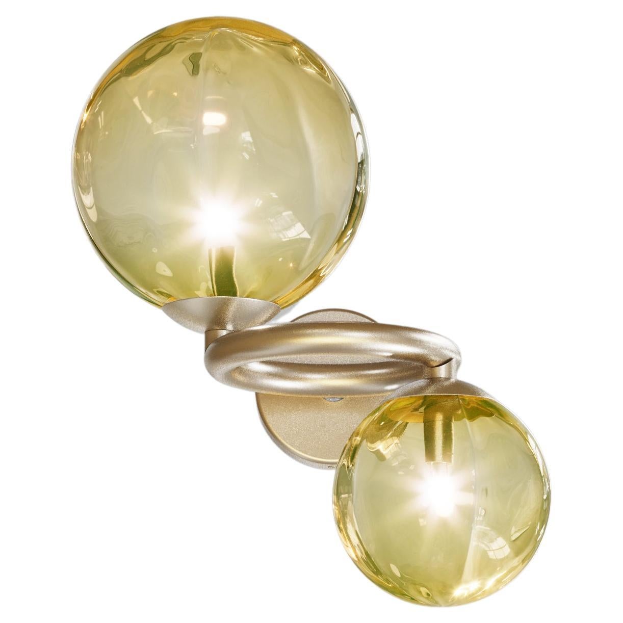 Vistosi Sconce Light in Amber Transparent Glass And Matt Gold Frame