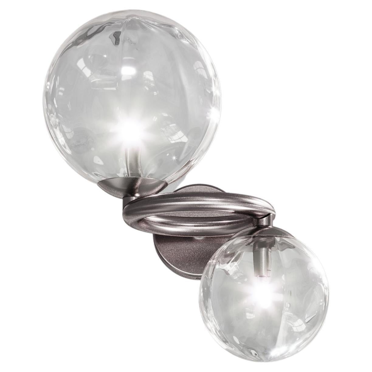 Vistosi Sconce Light in Crystal Transparent Glass And Matt Black Nickel Frame For Sale