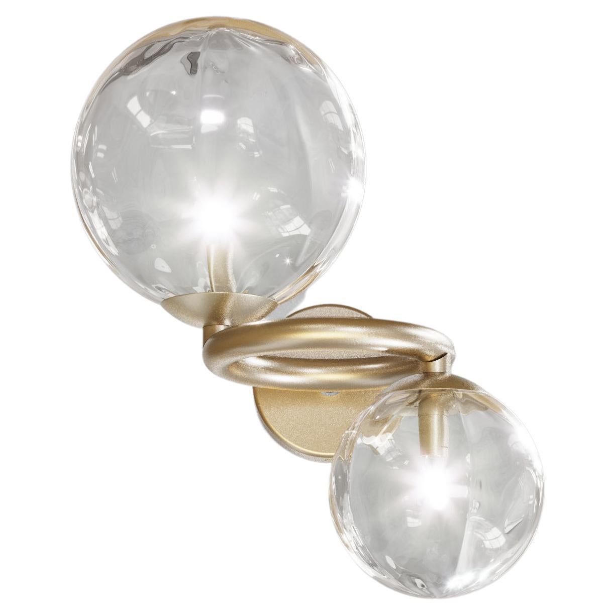 Vistosi Sconce Light in Crystal Transparent Glass And Matt Gold Frame