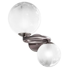 Vistosi Sconce Light in White Shaded Glass And Matt Black Nickel Frame