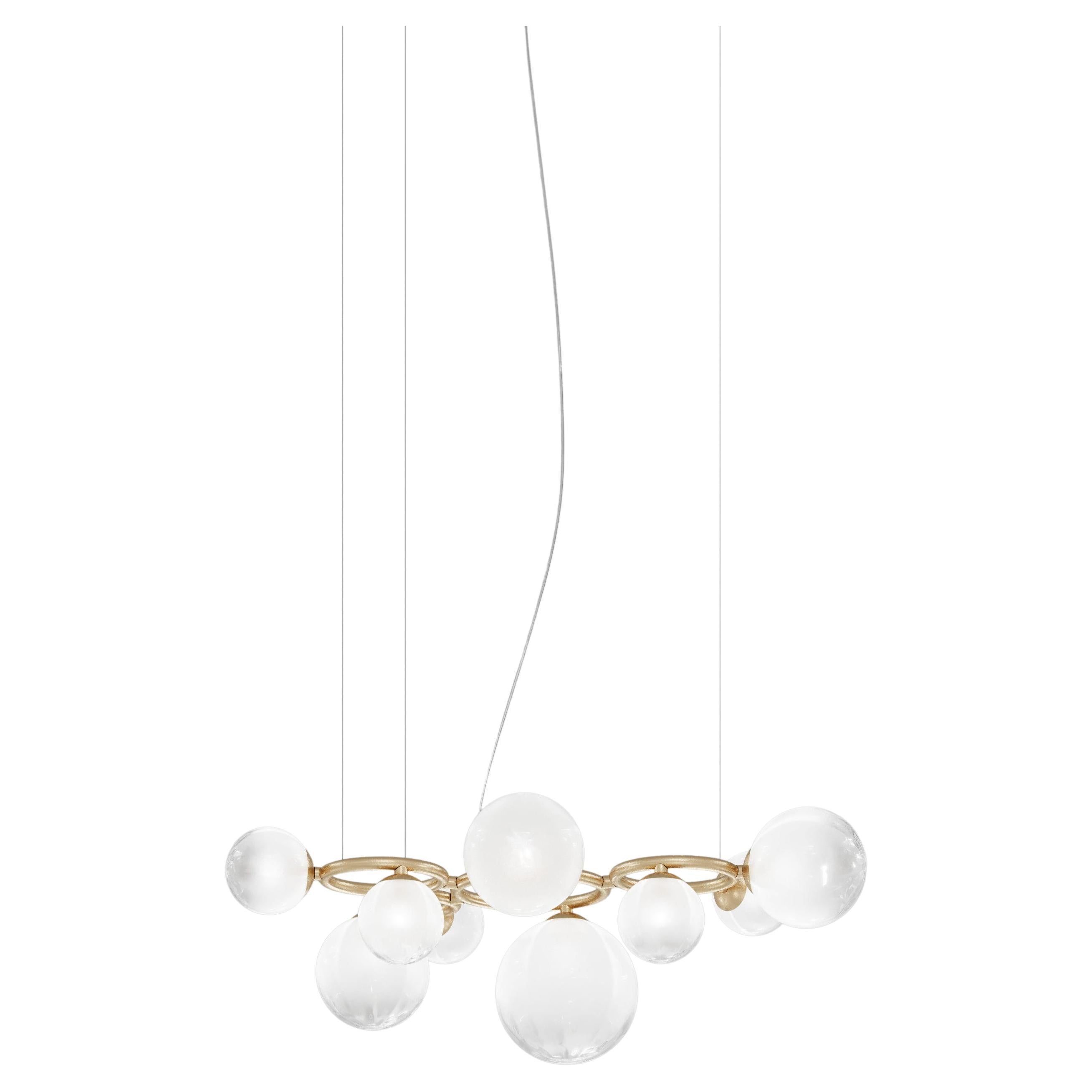 Vistosi Pendant Light in White Shaded Glass And Matt Gold Frame For Sale
