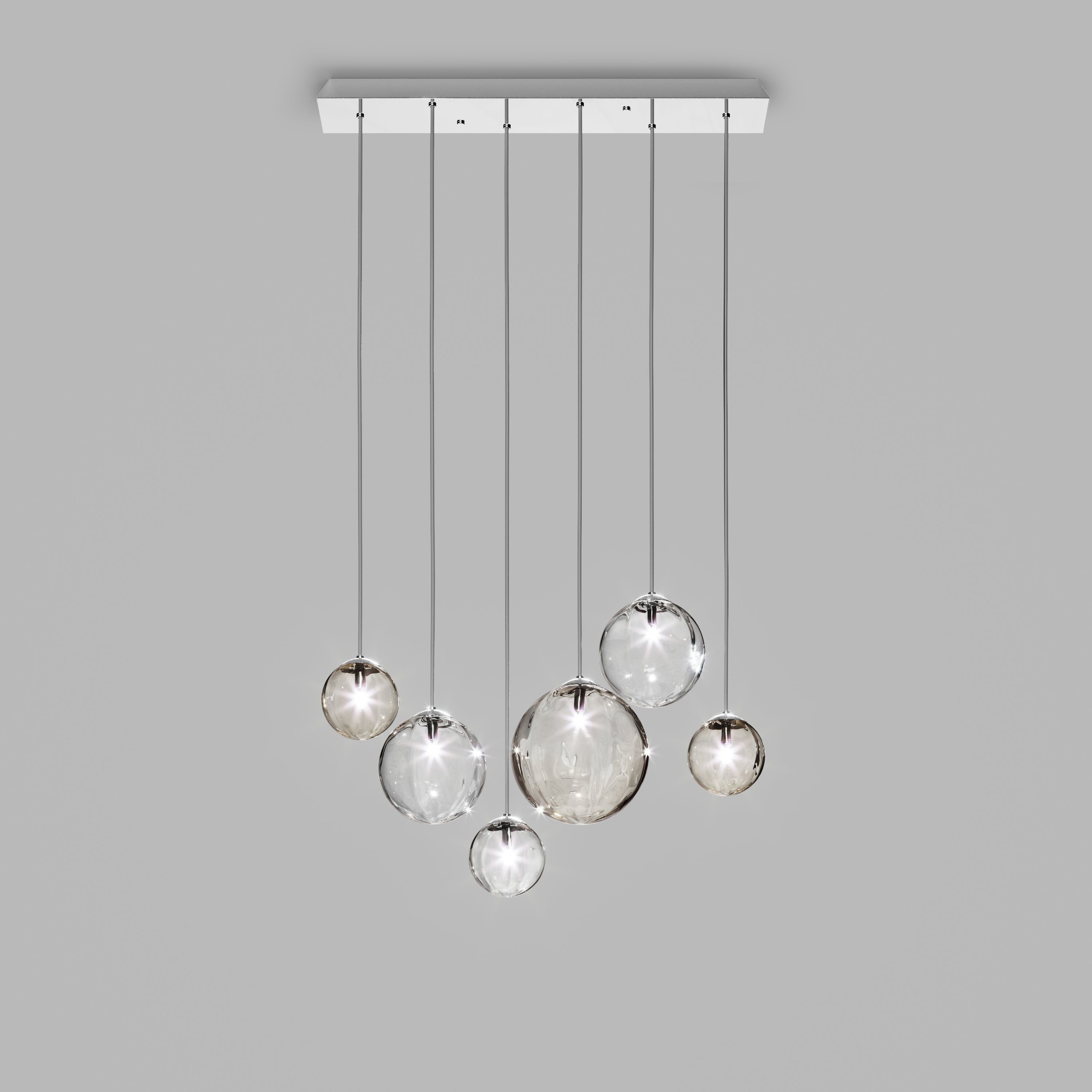 Vistosi Puppet Multi Suspension Light in Multicolor 3 Glass And Glossy Chrome Frame