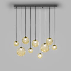 Vistosi Puppet Multipendant Light in Amber Transparent Glass Glossy Chrome Frame