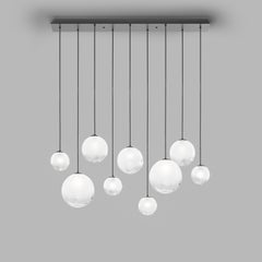 Vistosi Puppet Multi Pendant Light in White Shaded Glass And Glossy Chrome Frame