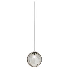 Vistosi Puppet Pendant Light in Smoky Transparent Glass And Glossy Chrome Frame