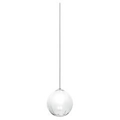 Vistosi Puppet Pendant Light in vetro bianco sfumato e montatura cromata lucida