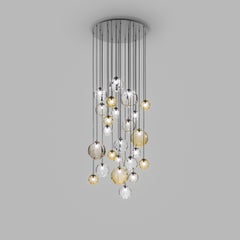 Vistosi Puppet Pendant Light in Multicolor Glass and Glossy Chrome Frame