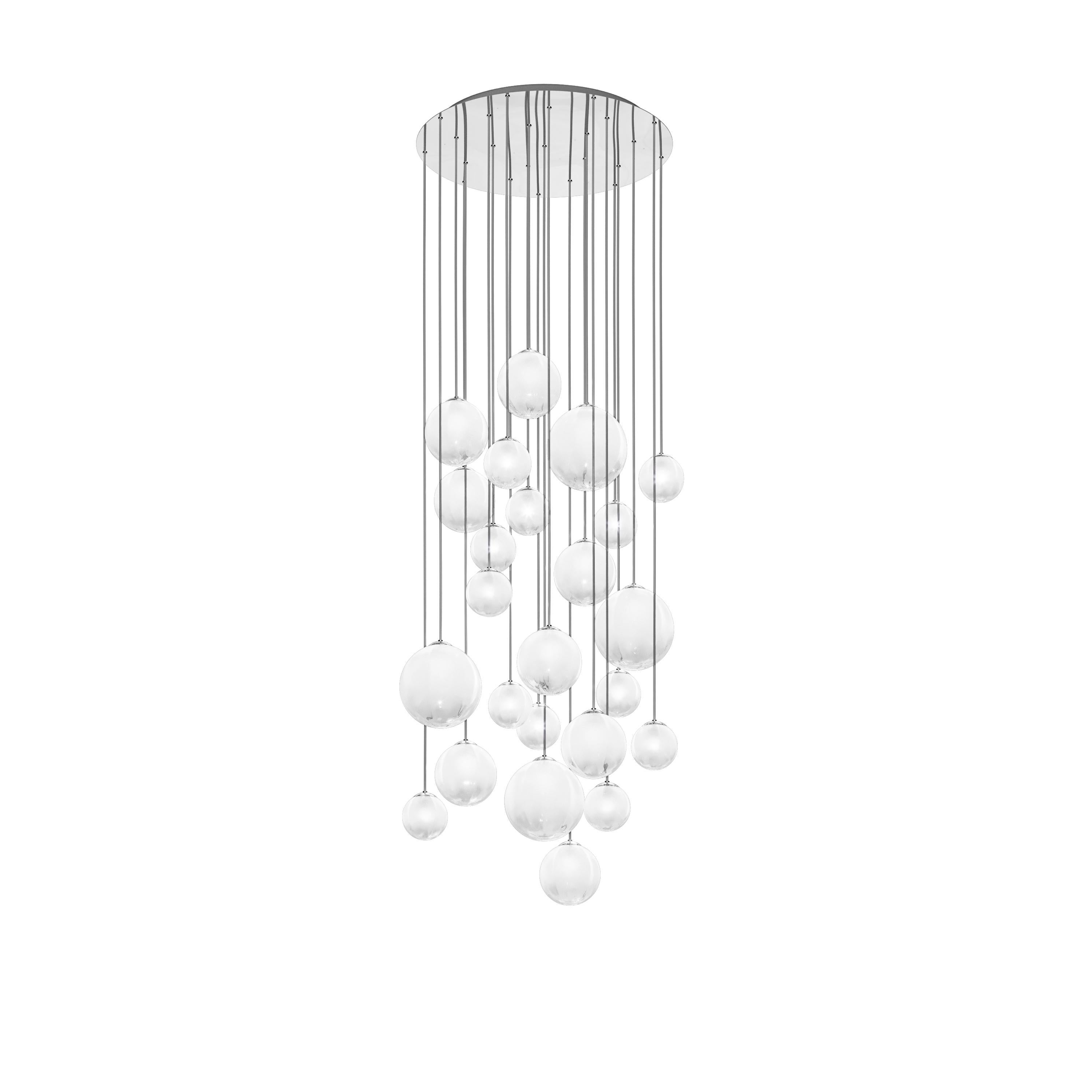 Modern Vistosi Puppet Pendant Light in White Shaded Glass And Glossy Chrome Frame For Sale