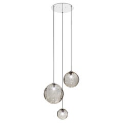 Vistosi Puppet Multipendant Light in Smoky Transparent Glass Glossy Chrome Frame