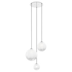 Vistosi Puppet SP R3 Pendant Light in White Shaded with Glossy Chrome Frame