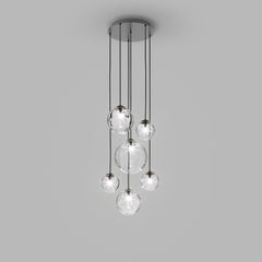 Vistosi Puppet Multipendant Light in Crystal Transparent And Glossy Chrome Frame
