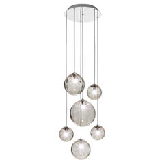 Vistosi Puppet Multipendant Light in Smoky Transparent Glass Glossy Chrome Frame