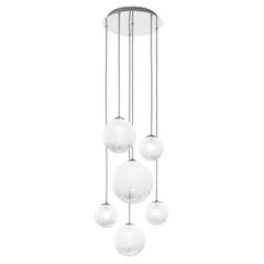 Vistosi Puppet SP R6 Pendant Light in White Shaded with Glossy Chrome Frame