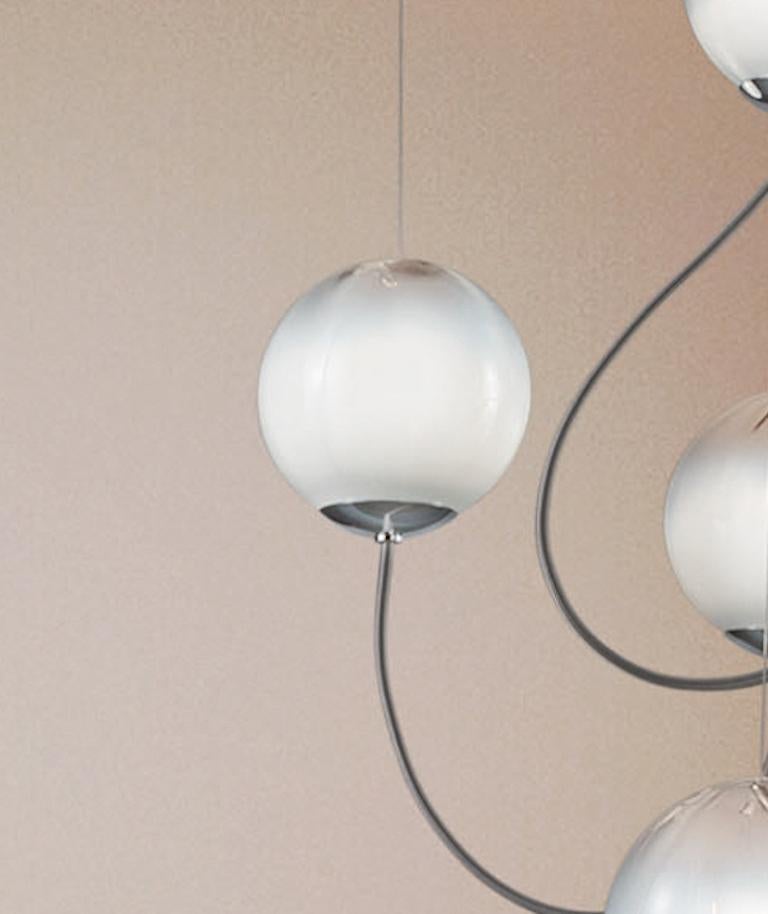Modern Vistosi Puppet Pendant Light in White Transparent Glass For Sale
