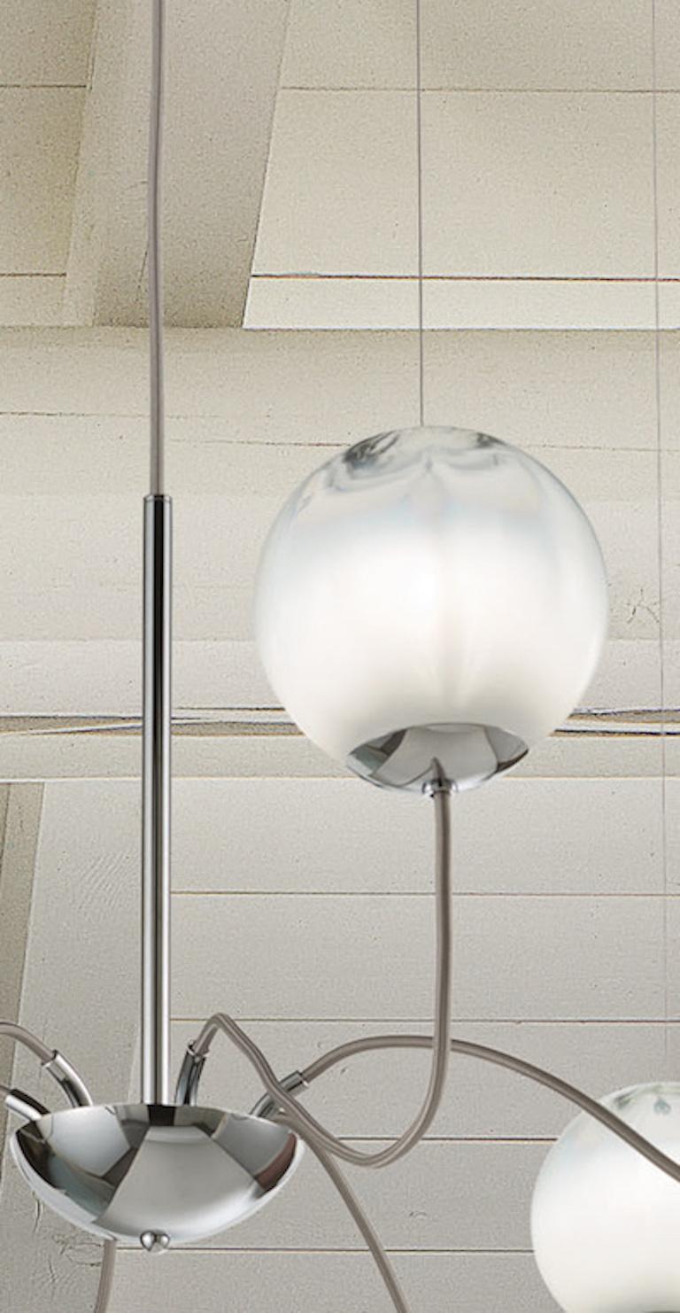 Modern Vistosi Puppet Pendant Light in White Transparent Glass For Sale