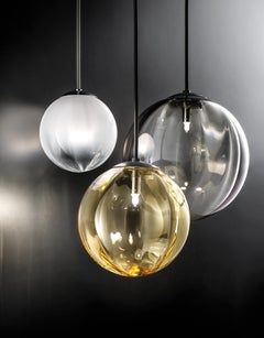 Vistosi Puppet Pendant Light in White Transparent Glass