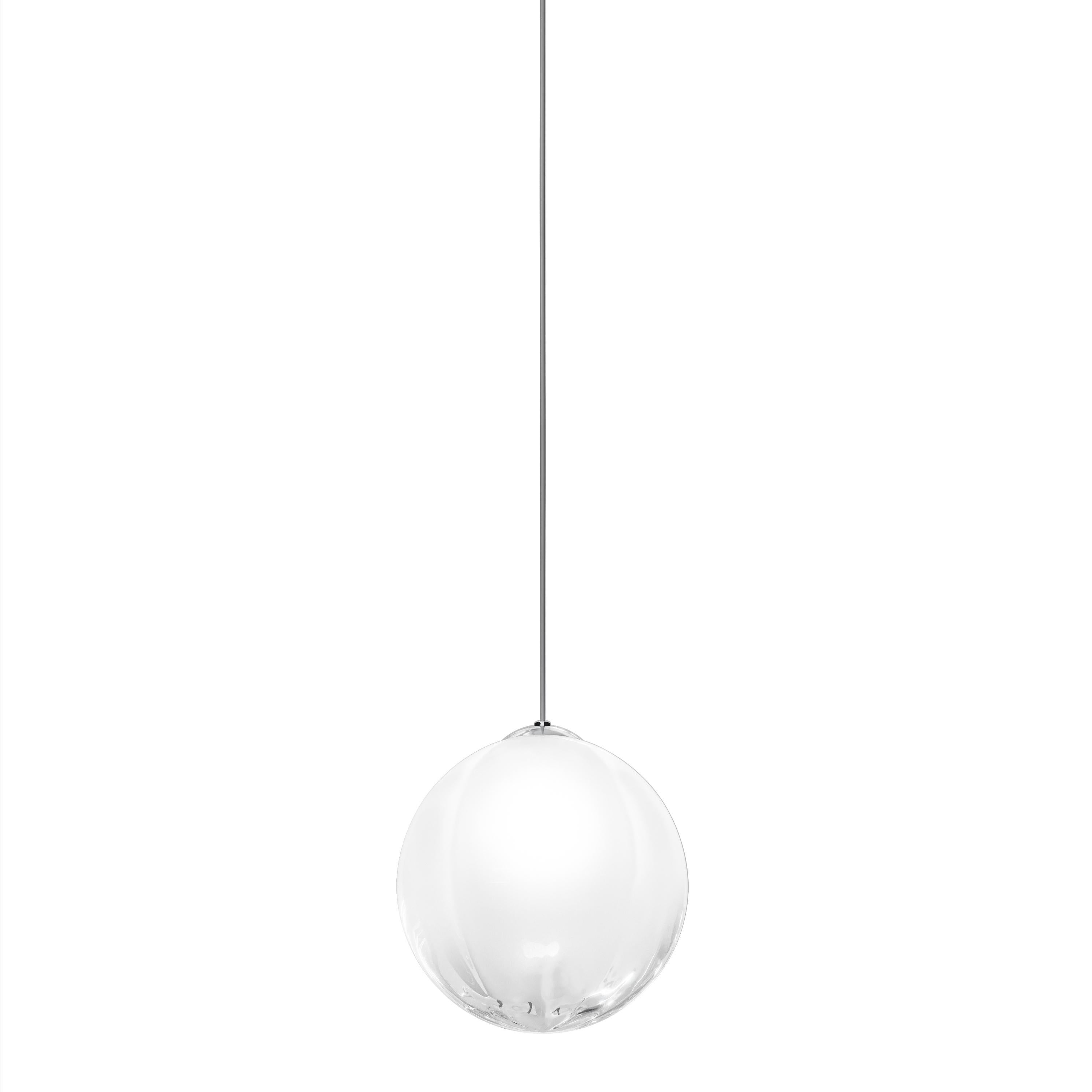 Italian Vistosi Puppet Pendant Light in White Transparent Glass For Sale