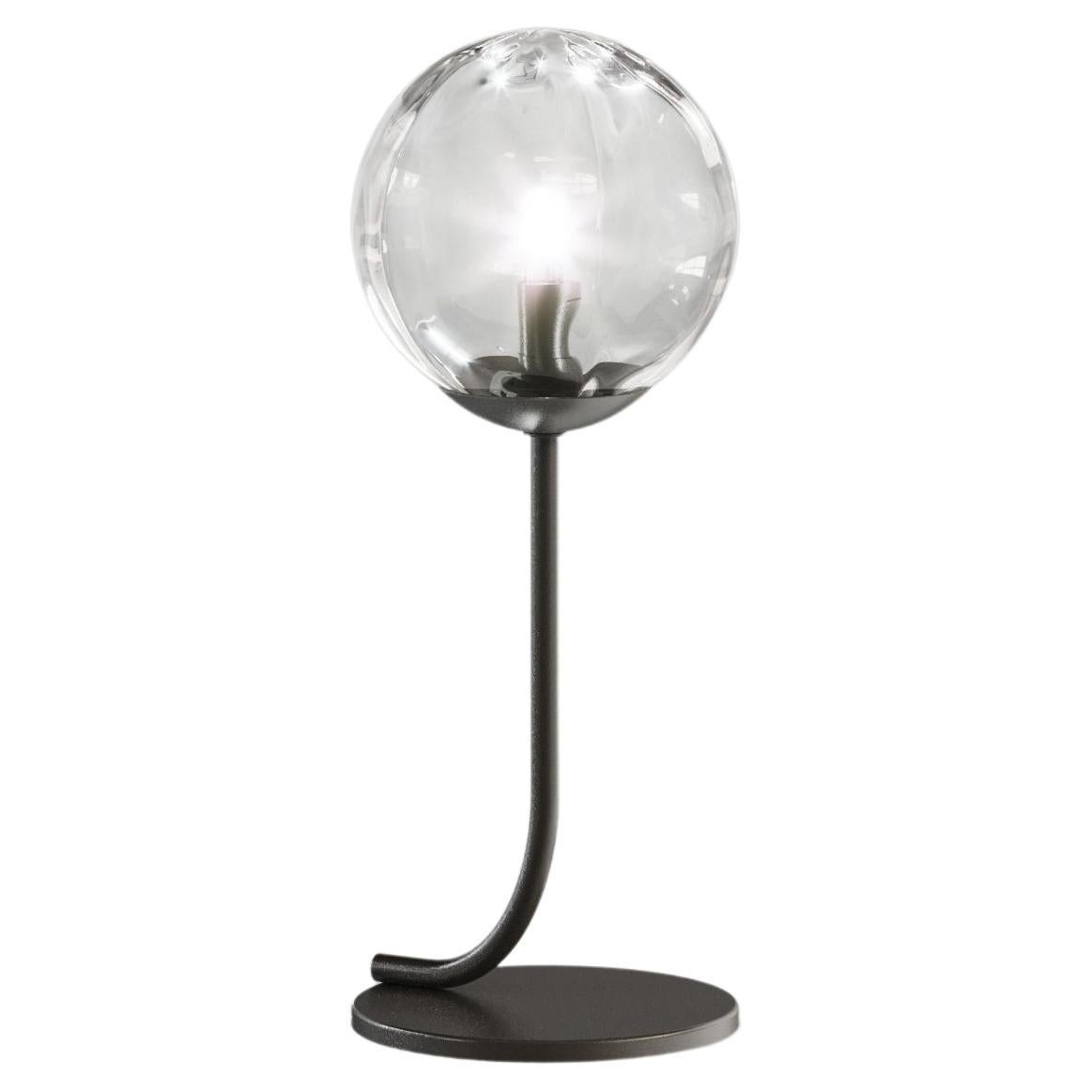 Vistosi Puppet Table Lamp in Crystal Transparent Glass And Matt Black Frame For Sale