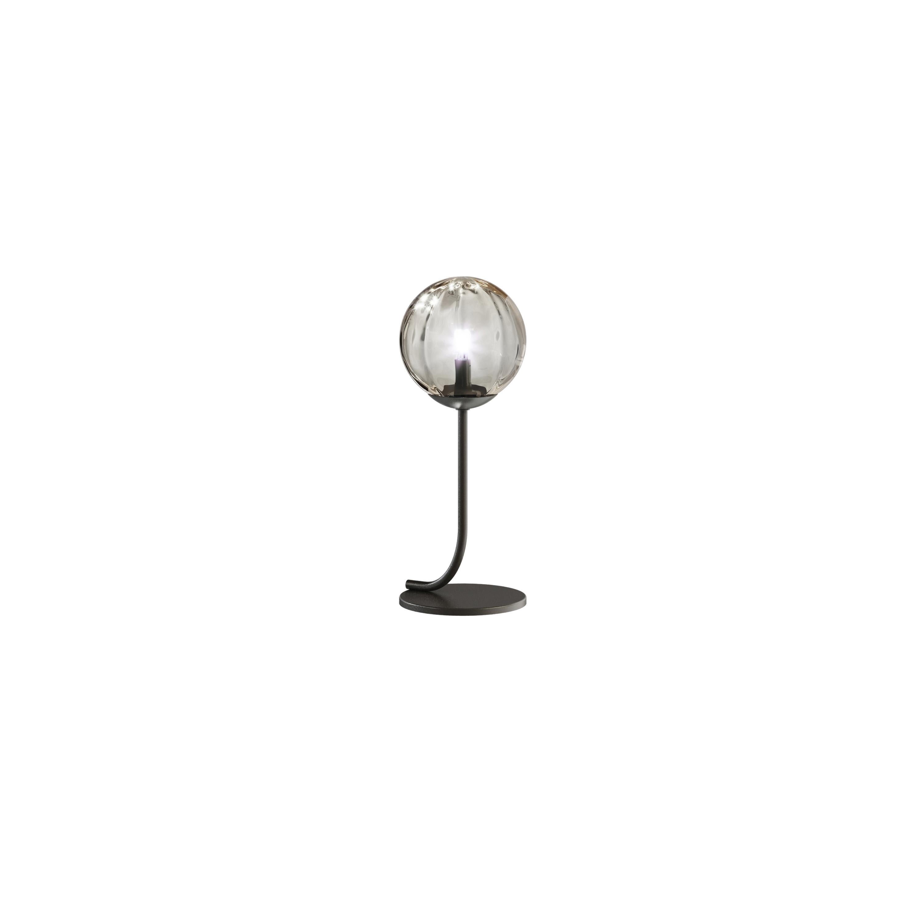 Modern Vistosi Puppet Table Lamp in Smoky Transparent Glass And Matt Black Frame For Sale