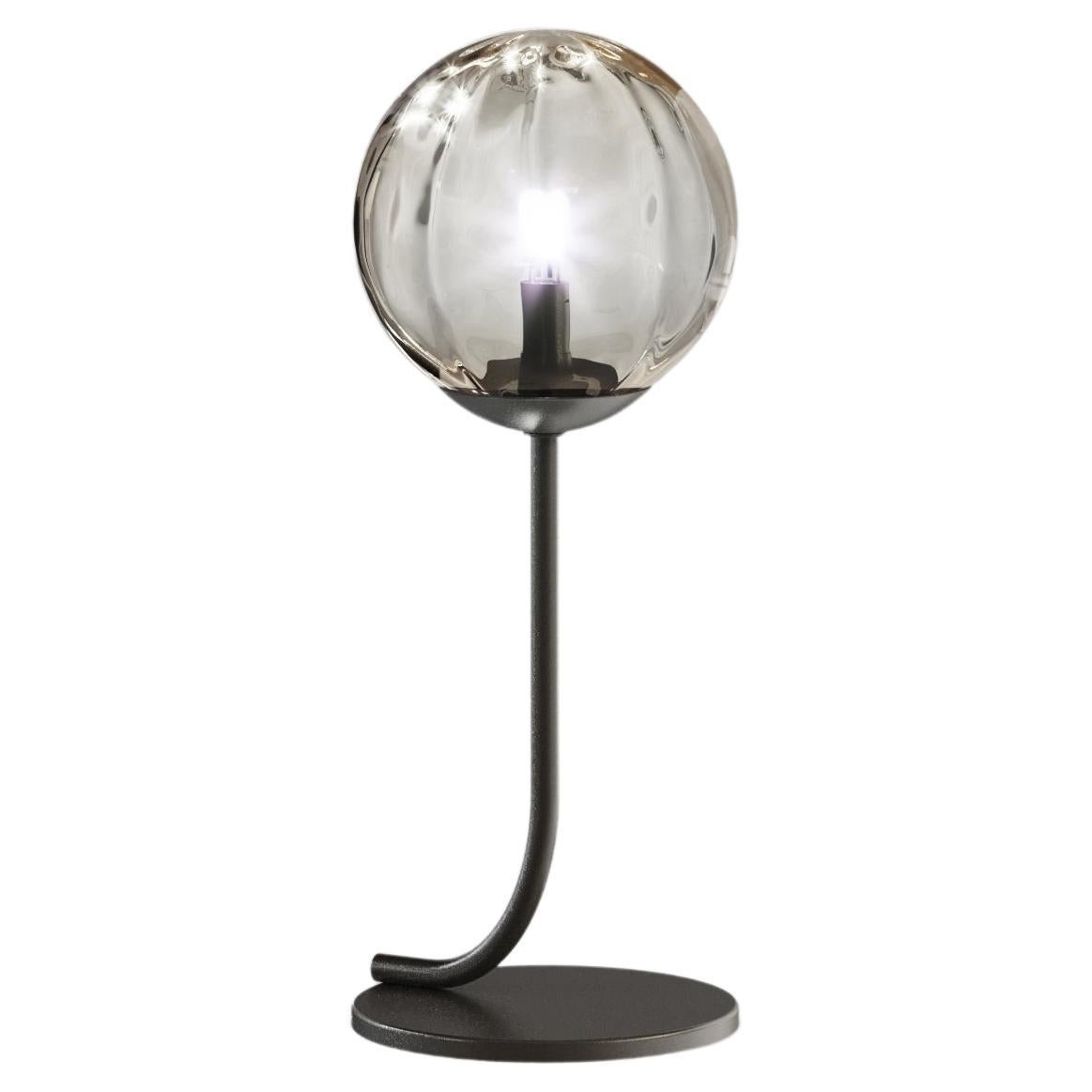 Vistosi Puppet Table Lamp in Smoky Transparent Glass And Matt Black Frame For Sale