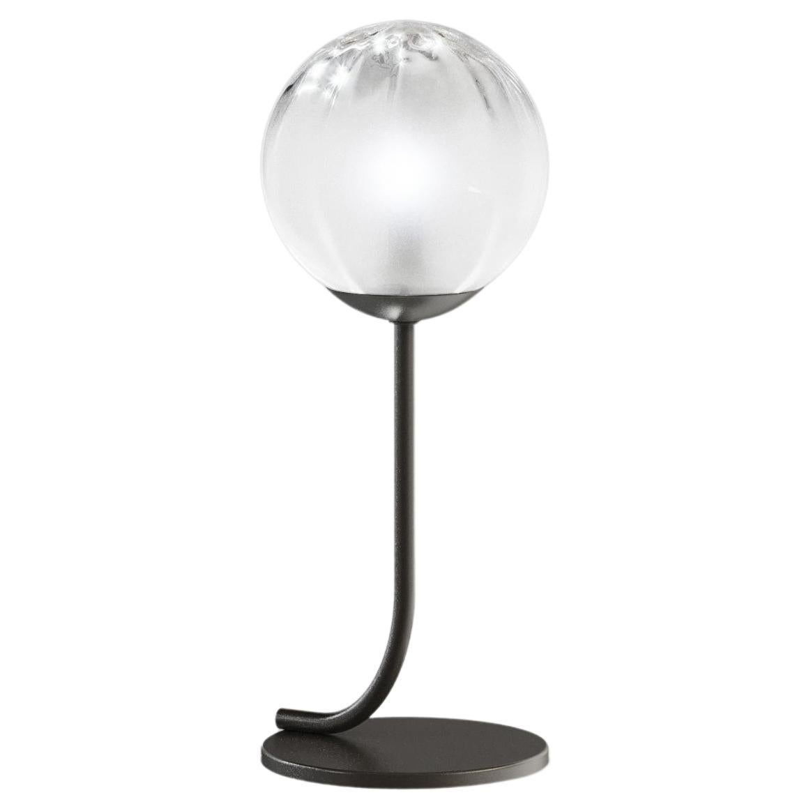 Vistosi Puppet Table Lamp in White Shaded Glass And Matt Black Frame