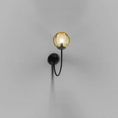 Vistosi Puppet Wall Sconce Light in Amber Transparent Glass And Matt Black Frame