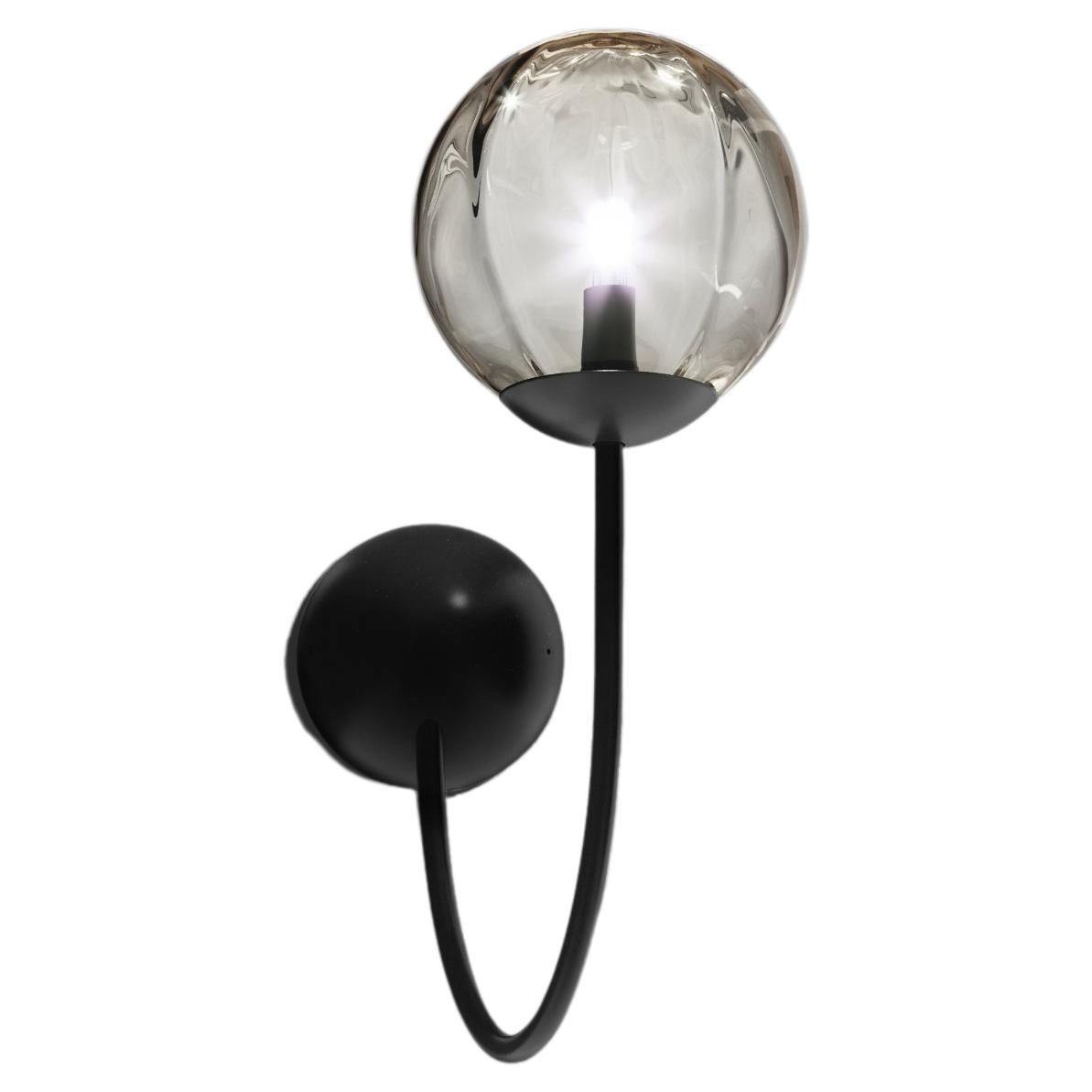 Vistosi Puppet Wall Sconce Light in Smoky Transparent Glass And Matt Black Frame