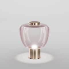 Vistosi Riflesso Table Lamp in Light Amethyst Transaprent Glass Matt Gold Frame