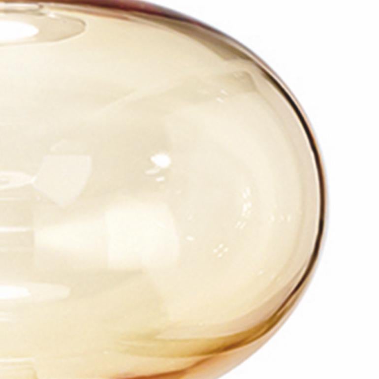 Italian Vistosi Riflesso Pendant Light in Amber Transaprent Glass And Matt Copper Frame For Sale