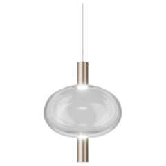 Vistosi Riflesso Pendelleuchte aus Kristall-Transaprentglas und mattem Goldrahmen