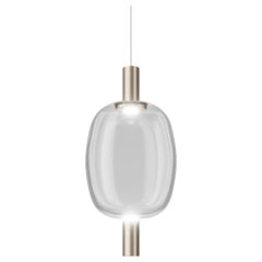 Lampe à suspension Riflesso de Vistosi en verre translucide et cadre en or mat