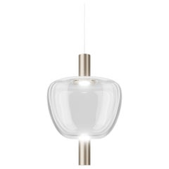 Vistosi Riflesso Pendant Light in Crystal Transaprent Glass And Matt Gold Frame