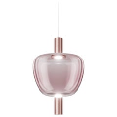 Vistosi Riflesso Pendelleuchte aus hellem Amethyst-Transaprent-Glas mit Kupferrahmen
