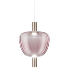 Lampe à suspension Riflesso de Vistosi en verre translucide améthyste clair et cadre doré