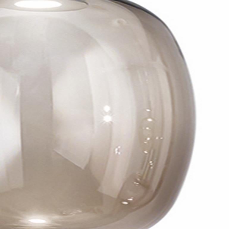 Italian Vistosi Riflesso Pendant Light in Smoky Transaprent Glass And Matt Copper Frame For Sale
