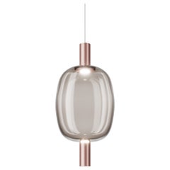 Vistosi Riflesso Pendelleuchte aus rauchfarbenem, durchscheinendem Glas und mattem Kupferrahmen