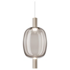 Vistosi Riflesso Pendelleuchte aus rauchfarbenem Transparentem Glas und mattem Goldrahmen