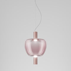 Vistosi Riflesso Pendelleuchte aus hellem Amethyst-Transaprent-Glas mit Kupferrahmen