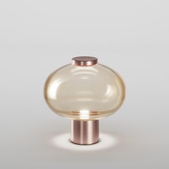Vistosi Riflesso Table Lamp in Amber Transaprent Glass And Matt Copper Frame