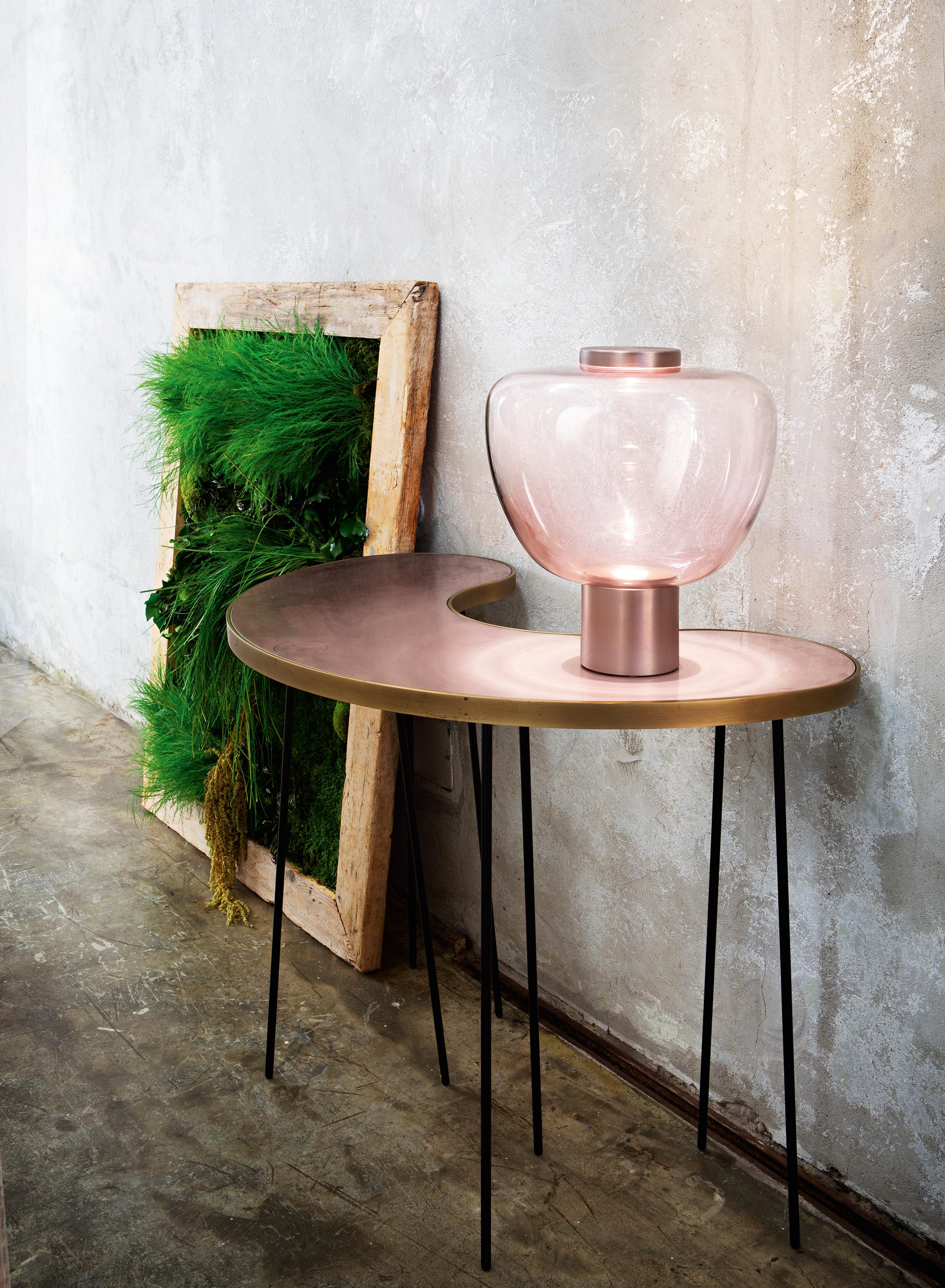 Lámpara de Sobremesa Vistosi Riflesso de Cristal Transaprente Ámbar y Estructura de Cobre Mate en Nuevo estado para la venta en Mogliano Veneto, Treviso