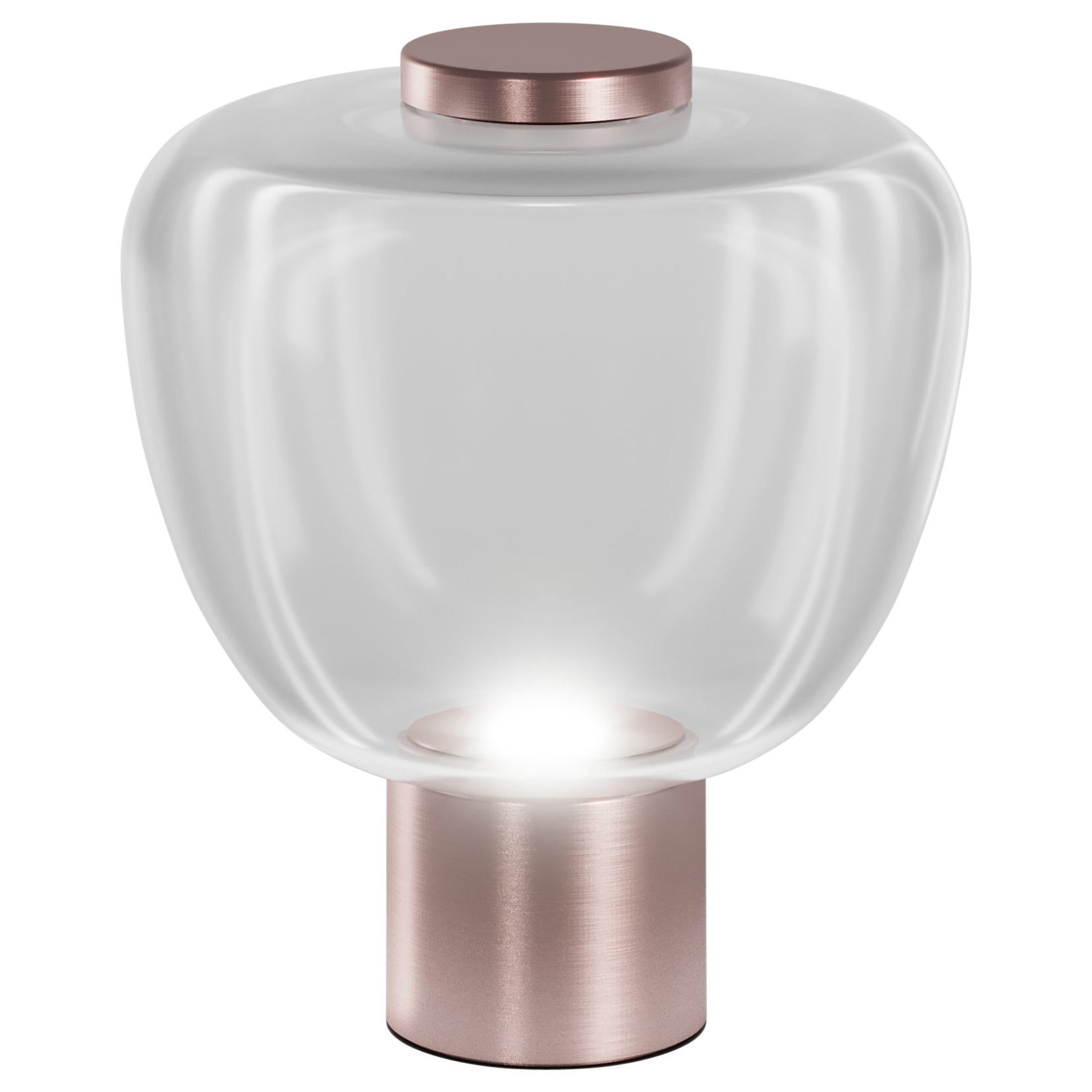 Vistosi Riflesso Tischlampe aus Kristall-Transaprent-Glas und mattem Kupferrahmen