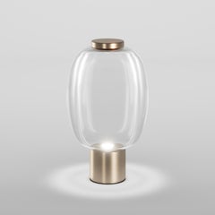 Vistosi Riflesso Tischlampe aus Kristall-Transaprent-Glas und mattem Goldrahmen