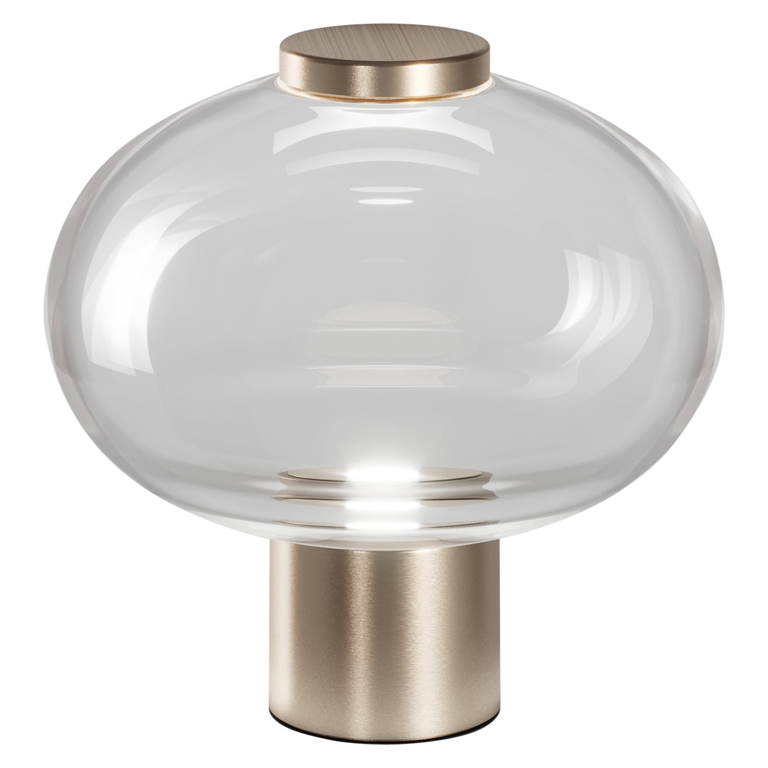 Vistosi Riflesso Tischlampe aus Kristall-Transaprent-Glas und mattem Goldrahmen