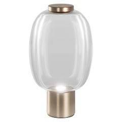 Lámpara de Sobremesa Vistosi Riflesso de Cristal Transaprente y Marco Dorado Mate