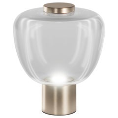 Vistosi Riflesso Tischlampe aus Kristall-Transaprent-Glas und mattem Goldrahmen