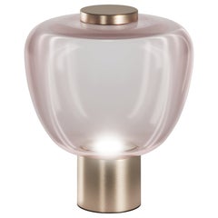 Vistosi Riflesso Lampada da Tavolo in Vetro Transaprente Ametista Chiaro Montatura Oro Opaco