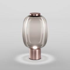 Vistosi Riflesso Table Lamp in Smoky Transaprent Glass And Matt Copper Frame