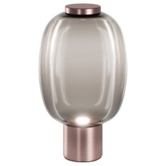 Vistosi Riflesso Tischlampe aus rauchfarbenem Transparentem Glas und mattem Kupferrahmen