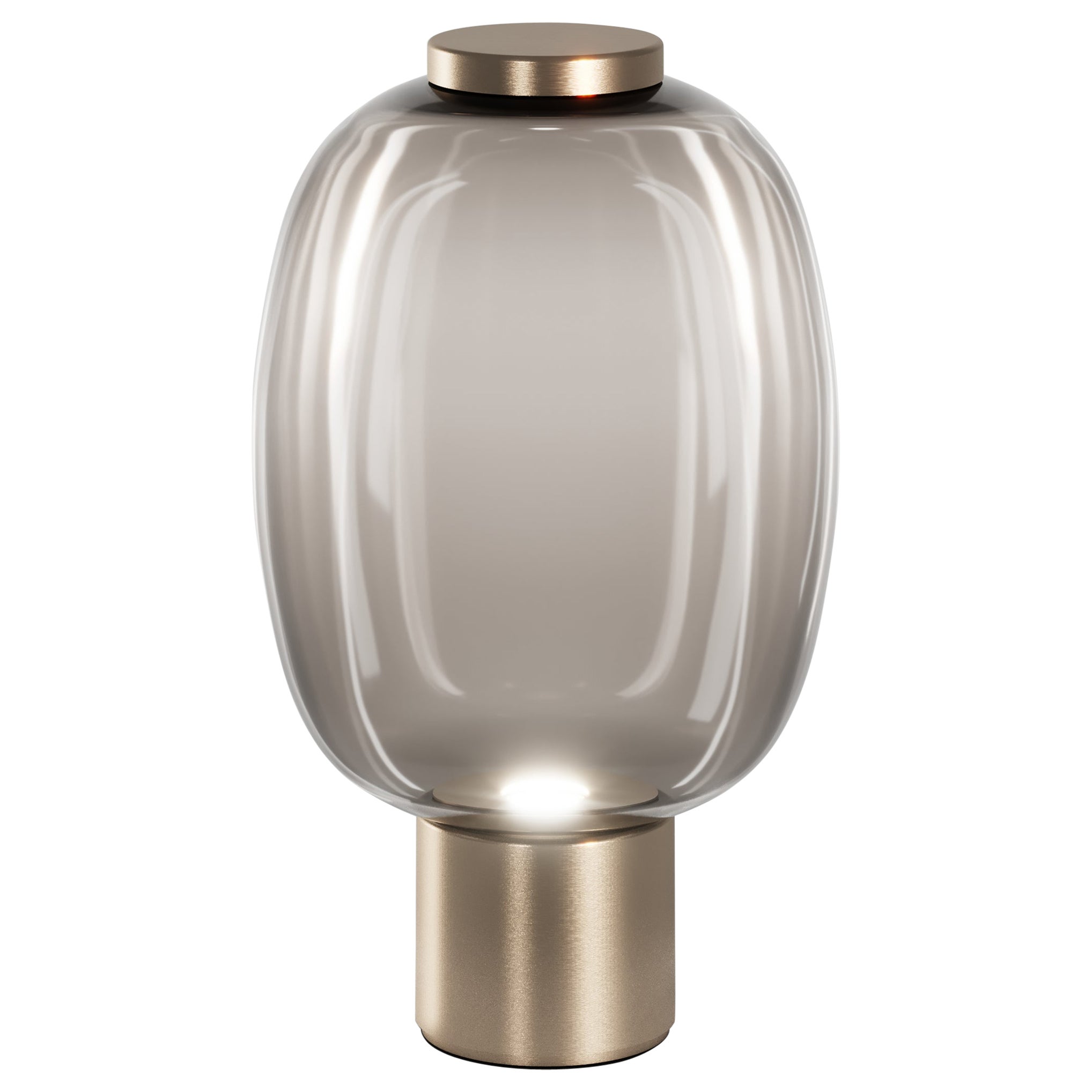 Lampe de bureau Vistosi Riflesso en verre fumé transphérique et cadre doré mat